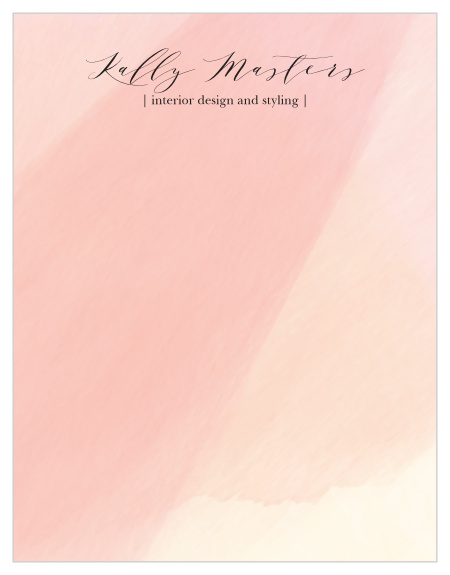 Delicately swirling peach paint and elegant calligraphy give this Artist Watercolor Business Stationery a refined and joyful look.