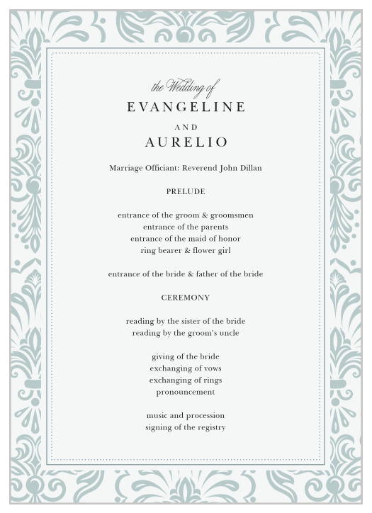 Keep your guests in the loop with our intricate Timeless Damask Wedding Programs!