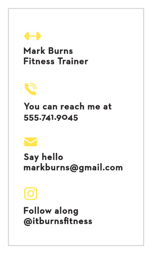 Few designs can exemplify your reputation and dedication as well as our Fitness Icons Business Cards.