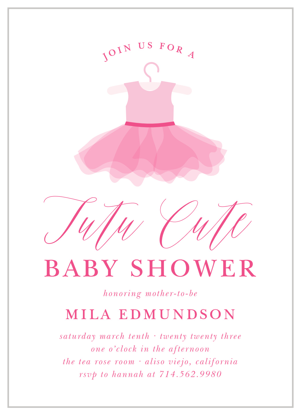 Ballet Tutu Baby Shower Invitations
