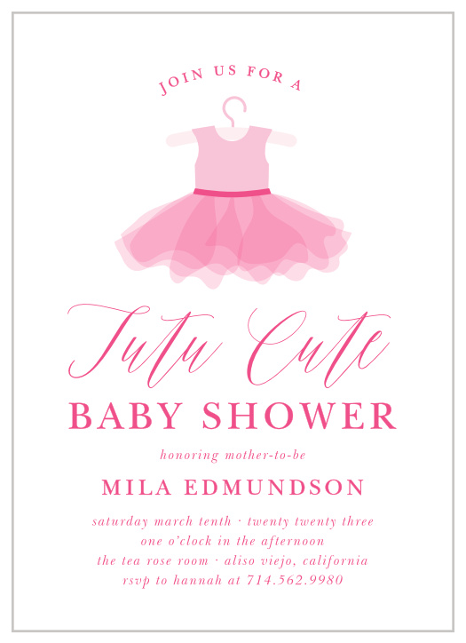 Surround oneself with one's family and friends with our Ballet Tutu Baby Shower Invitations.