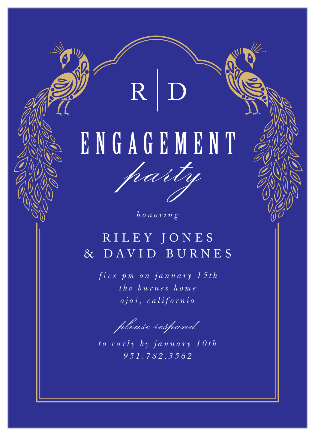 Pretty Peacocks Engagement Invitations