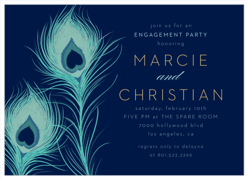 Celebrate love with our Peacock Betrothal Engagement Party Invitations.