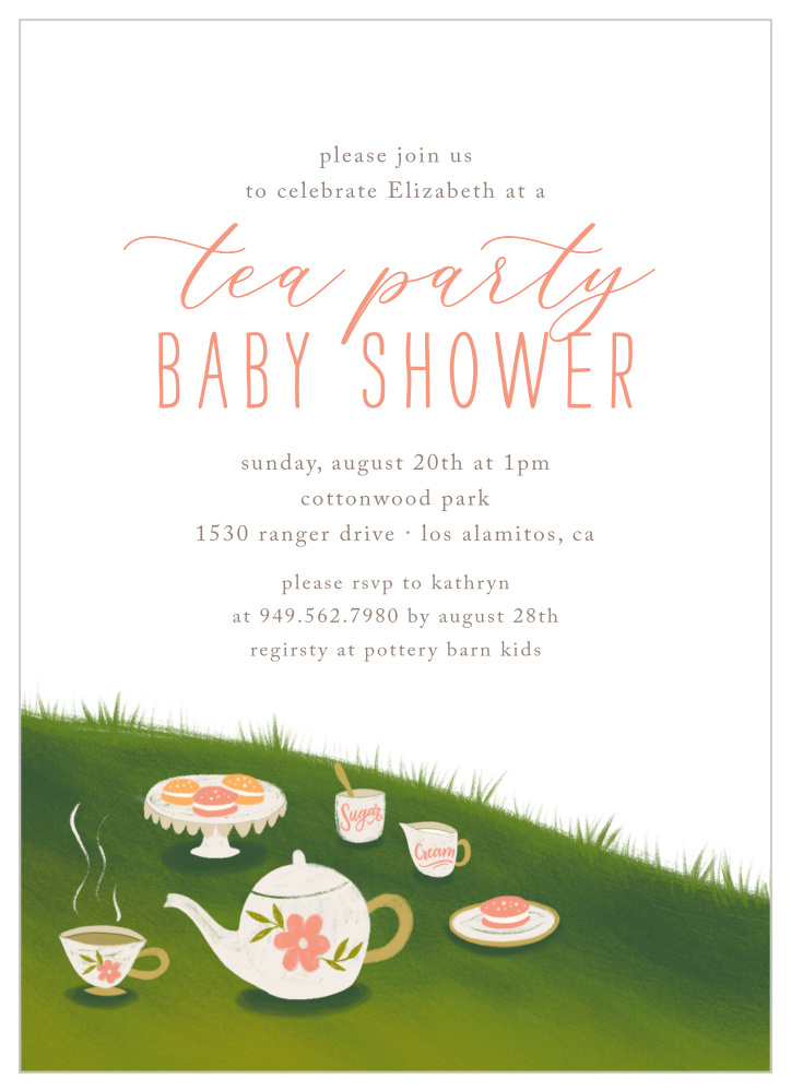 Afternoon Tea Party Baby Shower Invitations