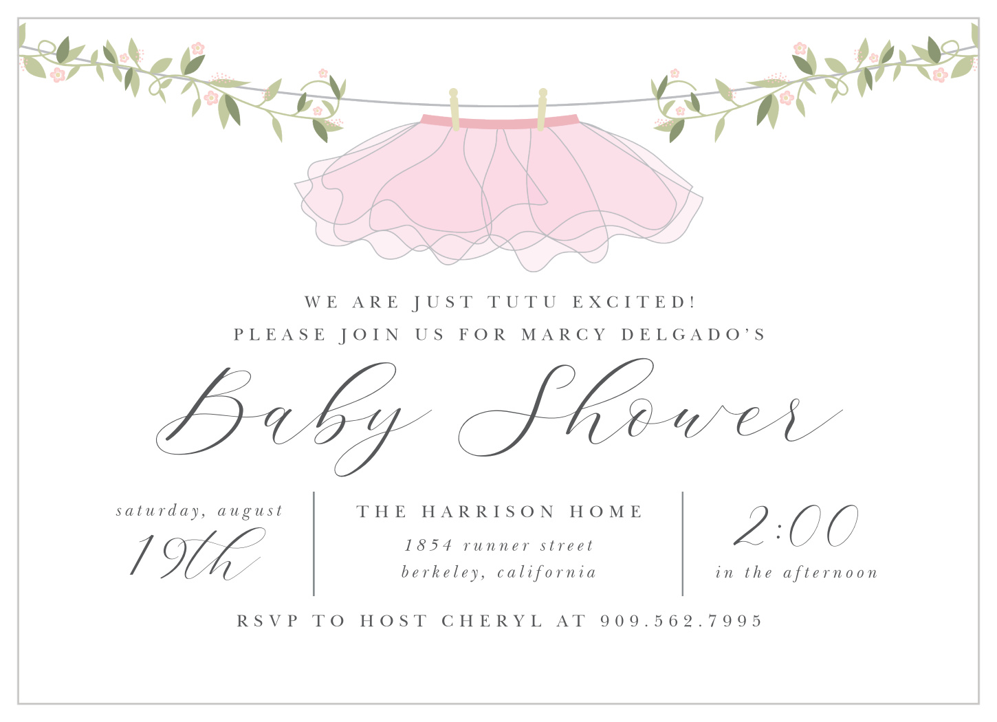 Baby shower event store wording