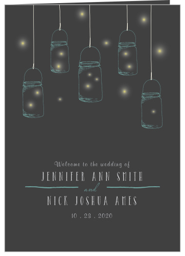 The Mason Jars and Fireflies wedding program is a perfect match to the rest of the Mason Jars and Fireflies wedding suite.