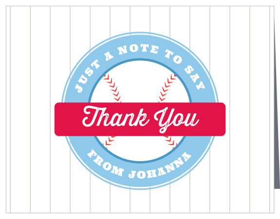 With our Little Slugger Baby Shower Thank You Cards, you can be sure to knock your heartfelt message of appreciation out of the park.