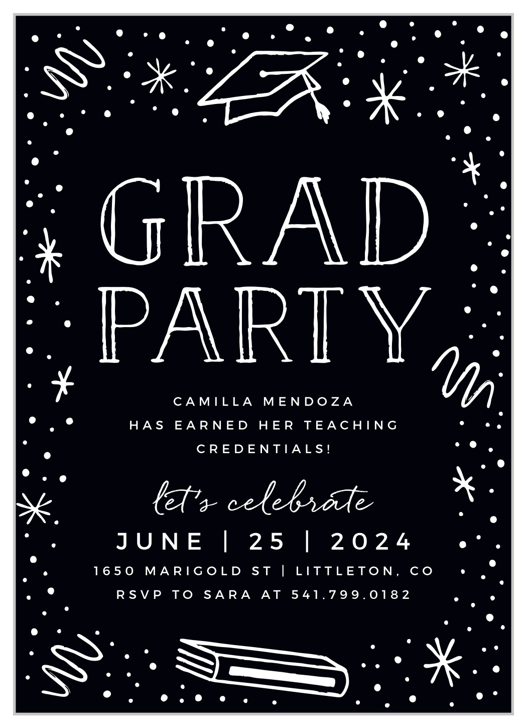 Teacher's Chalkboard Graduation Invitations by Basic Invite