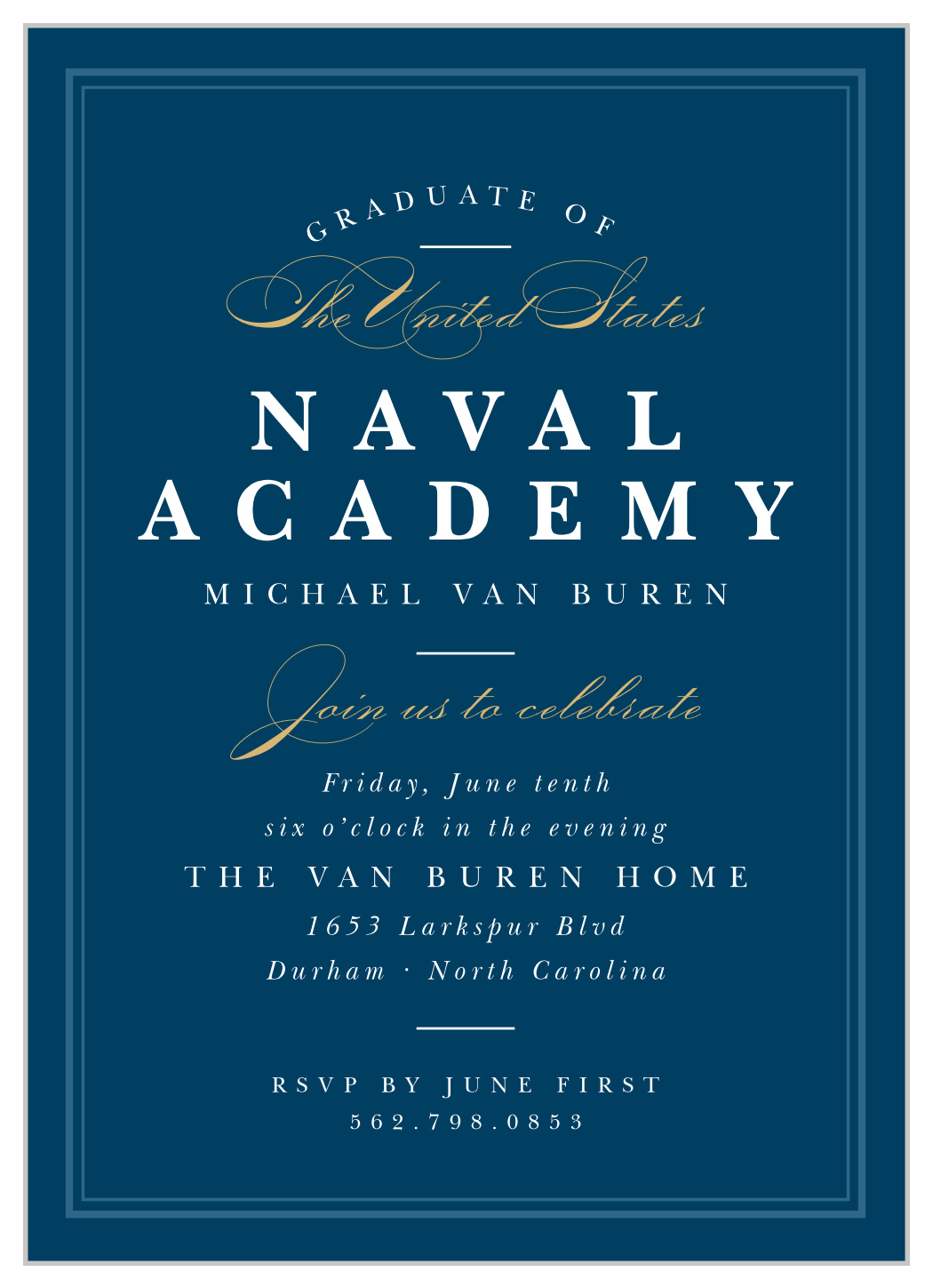 Naval Academy Graduation Invitations by Basic Invite