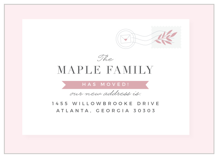 Broadcast to your friends and family that you have moved with the darling look of our Air Mail Moving Announcements. 