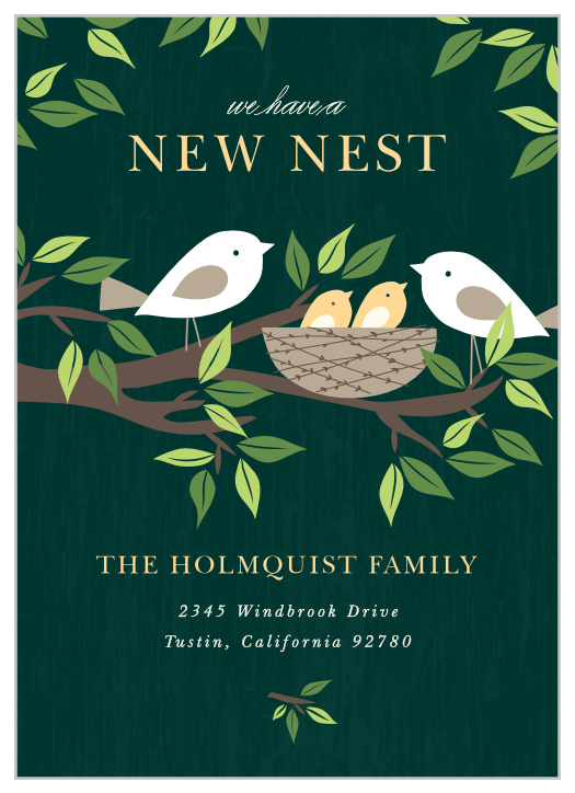 Show off your new nest to your friends and family with our Birds Nest Moving Announcements.