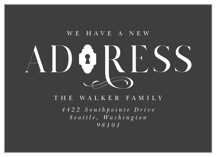 Let your friends and family know that you've relocated with our Charming Keyhole Moving Announcements.