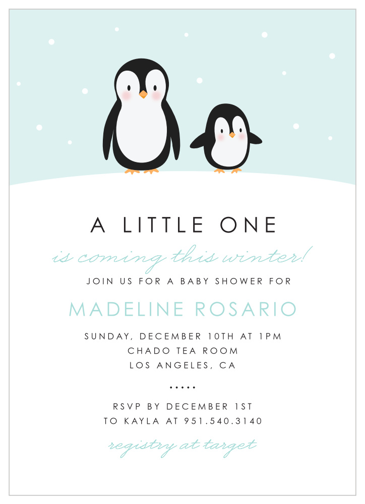 Baby Penguin Baby Shower Invitations