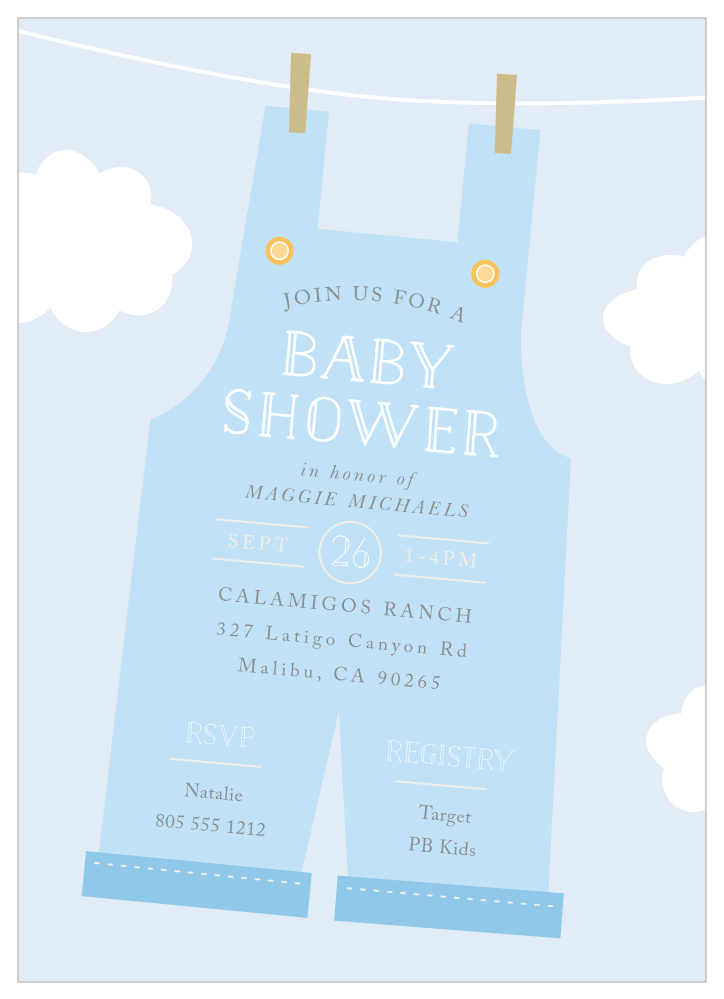 Denim Overalls Baby Shower Invitations