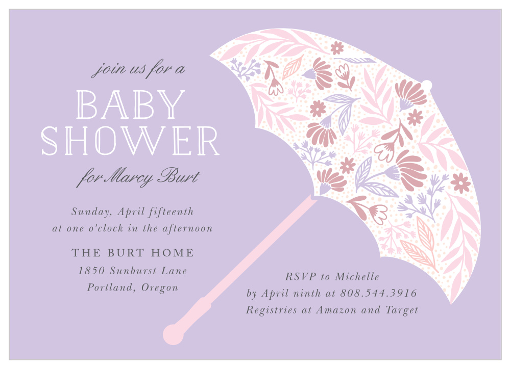 Botanical Umbrella Baby Shower Invitations