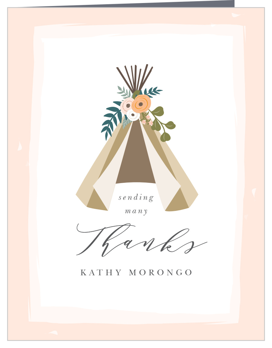 Floral Teepee Baby Shower Thank You Cards
