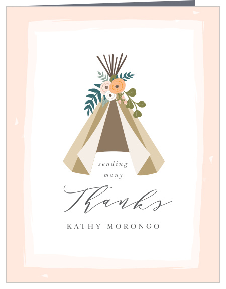 Send some love to your friends and family with our Floral Teepee Baby Shower Thank You Cards.