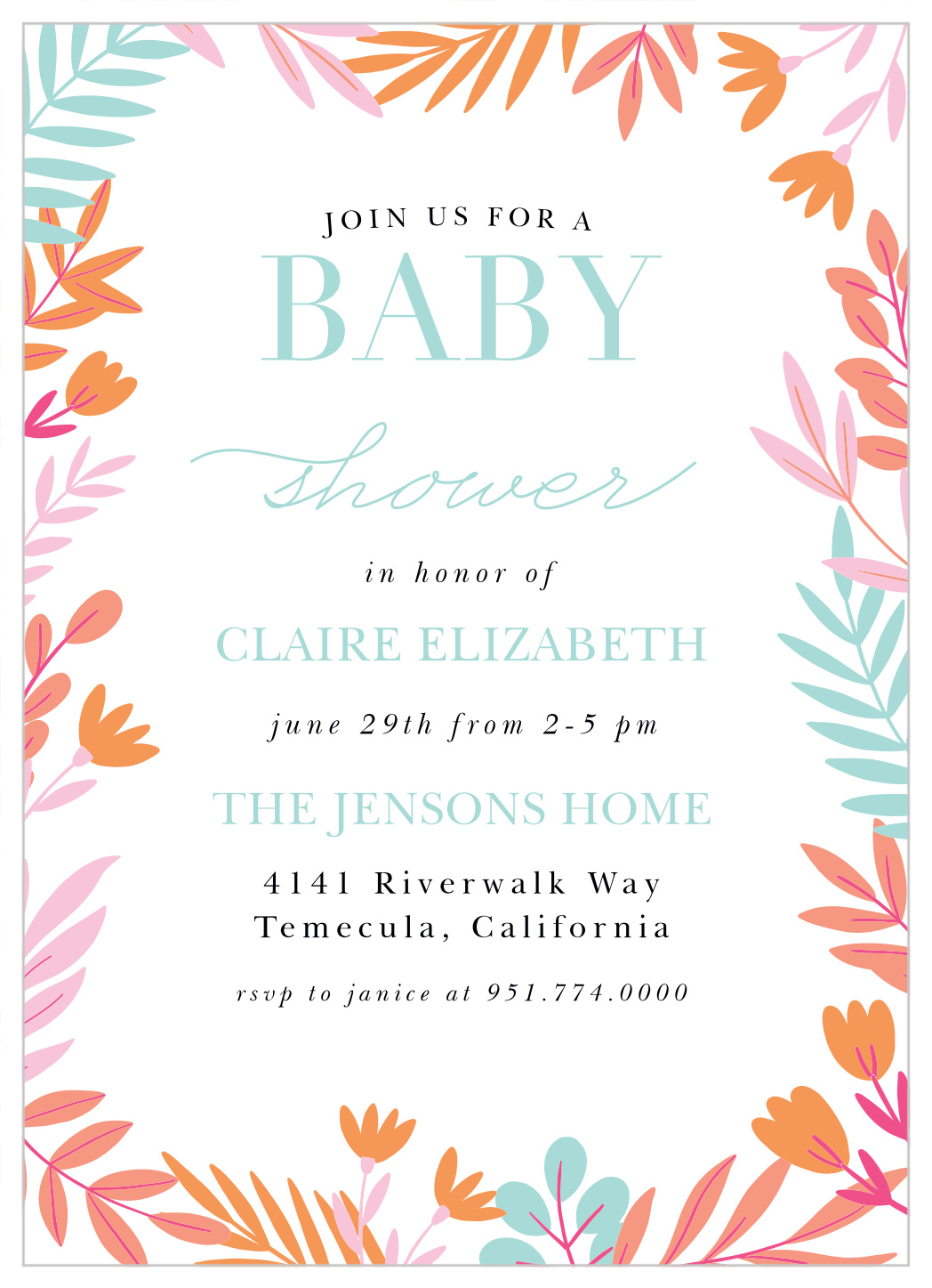 Blooming Flowers Baby Shower Invitations
