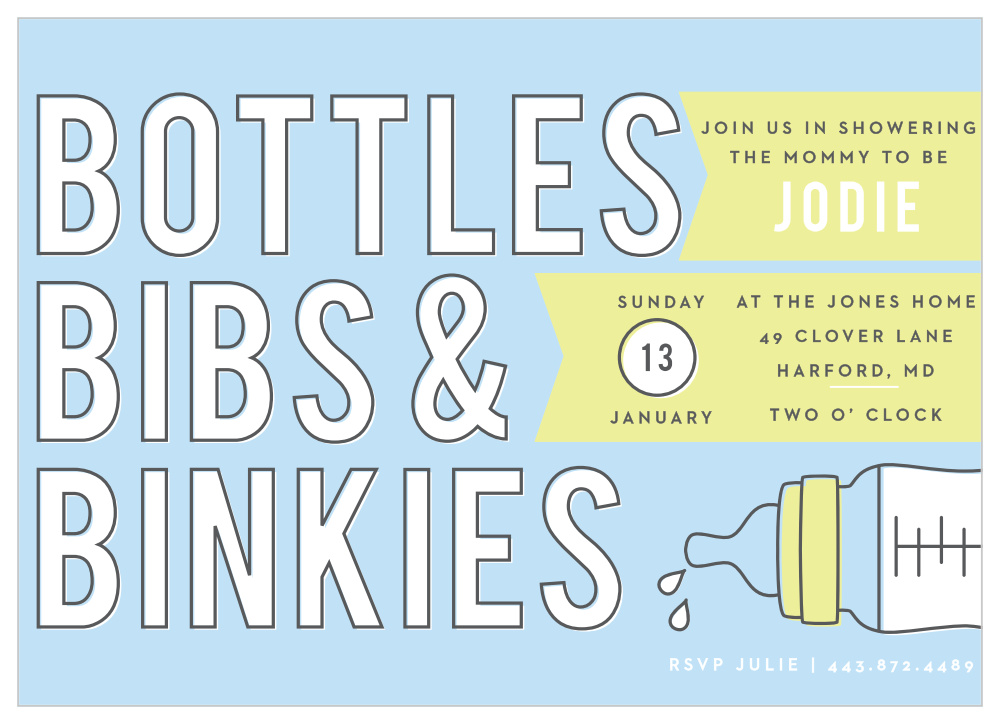 Bottles & Binkies Baby Shower Invitations