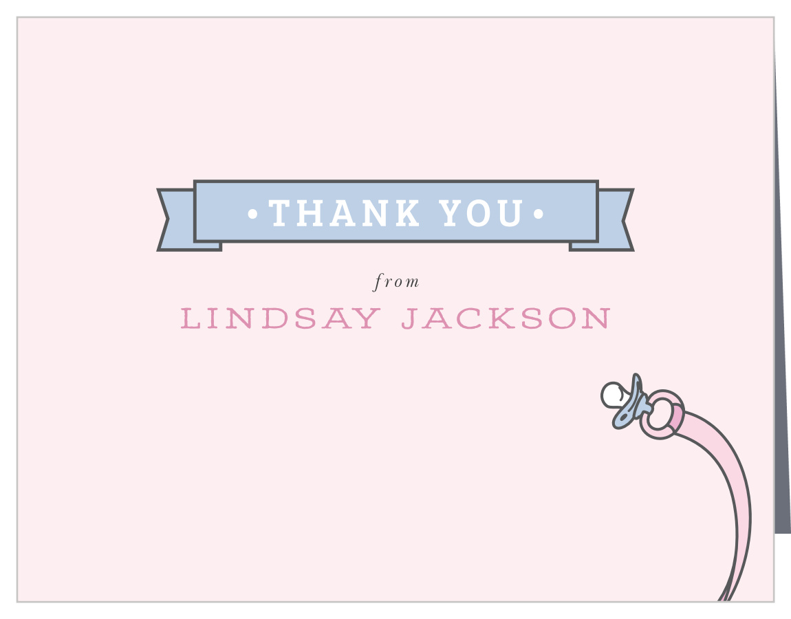 Pacifier Ribbon Baby Shower Thank You Cards