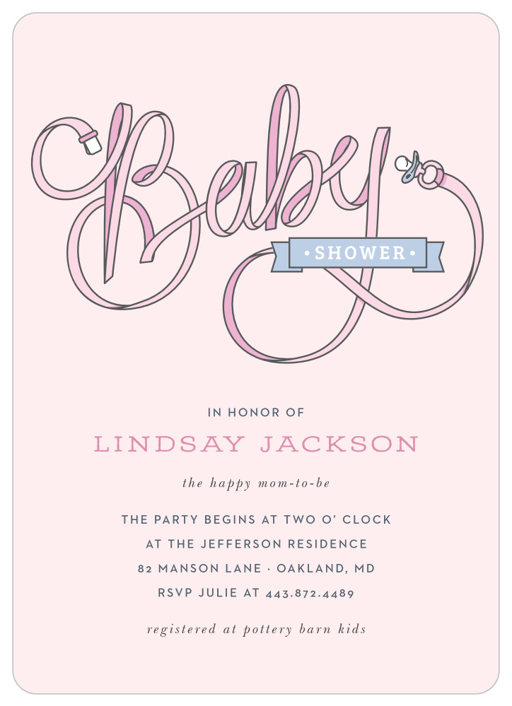 Pacifier Ribbon Baby Shower Invitations