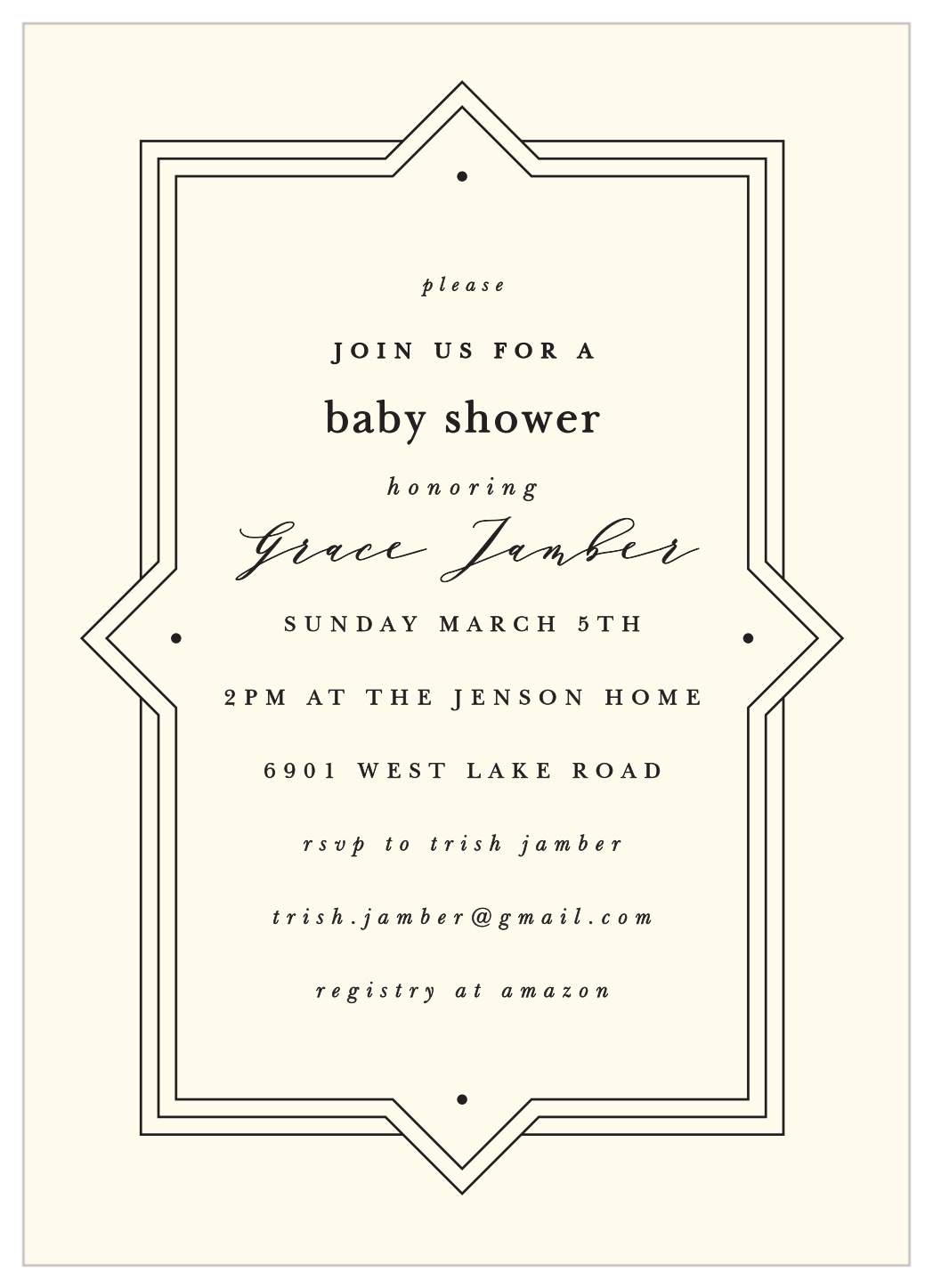 Elegant Deco Baby Baby Shower Invitations