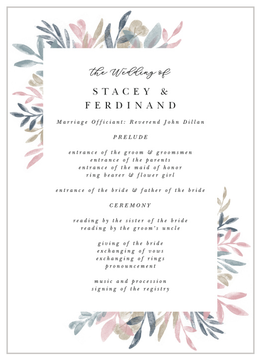 Set the stage for your dream wedding with our Sweetly Framed Wedding Programs.