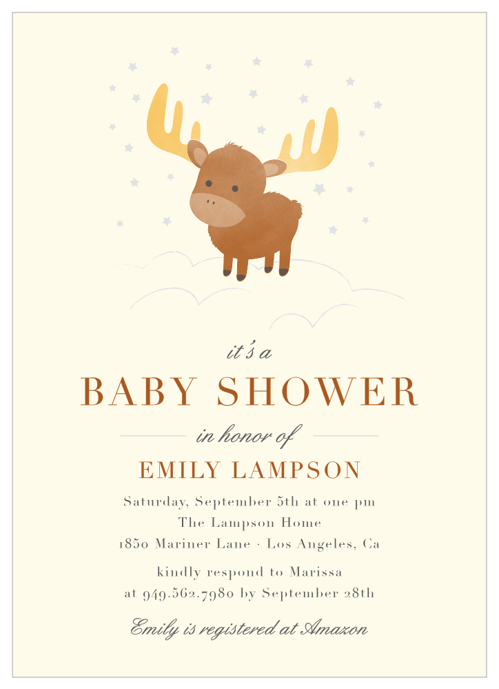 Little Moose Baby Shower Invitations