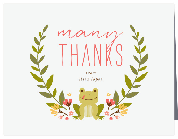 Catch your guests hearts with the Frog Wreath Baby Shower Thank You Cards.