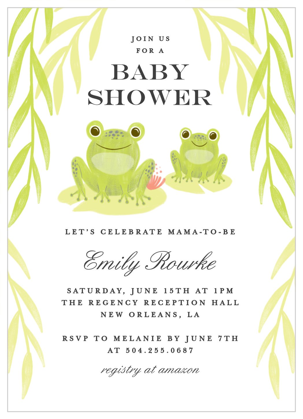 Mama Frog Baby Shower Invitations