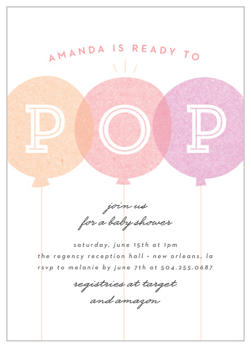 Blissful Balloons Baby Shower Invitations