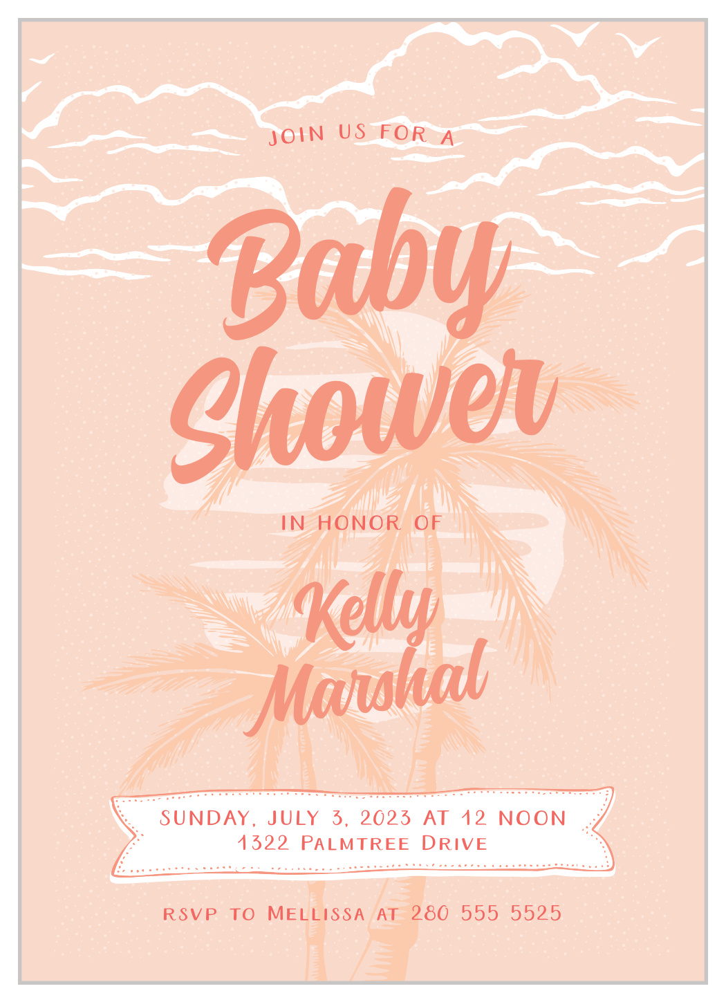Beachside Girl Baby Shower Invitations