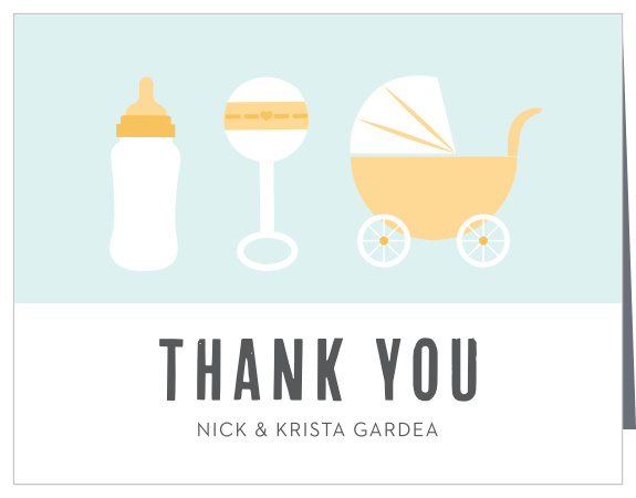 Express gratitude for your friends and family that joined the celebration with our Shake Rattle & Roll Boy Baby Shower Thank You Cards.