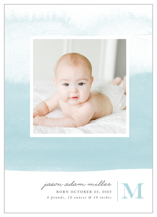 Share the joy of your new arrival with our Ocean Watercolor Birth Announcements.