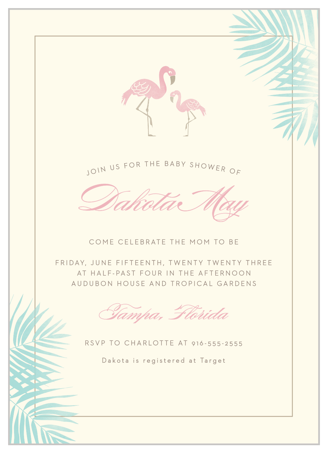 Flamingo Family Baby Shower Invitations