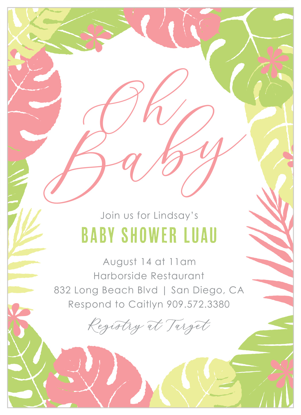 Little Luau Baby Shower Invitations