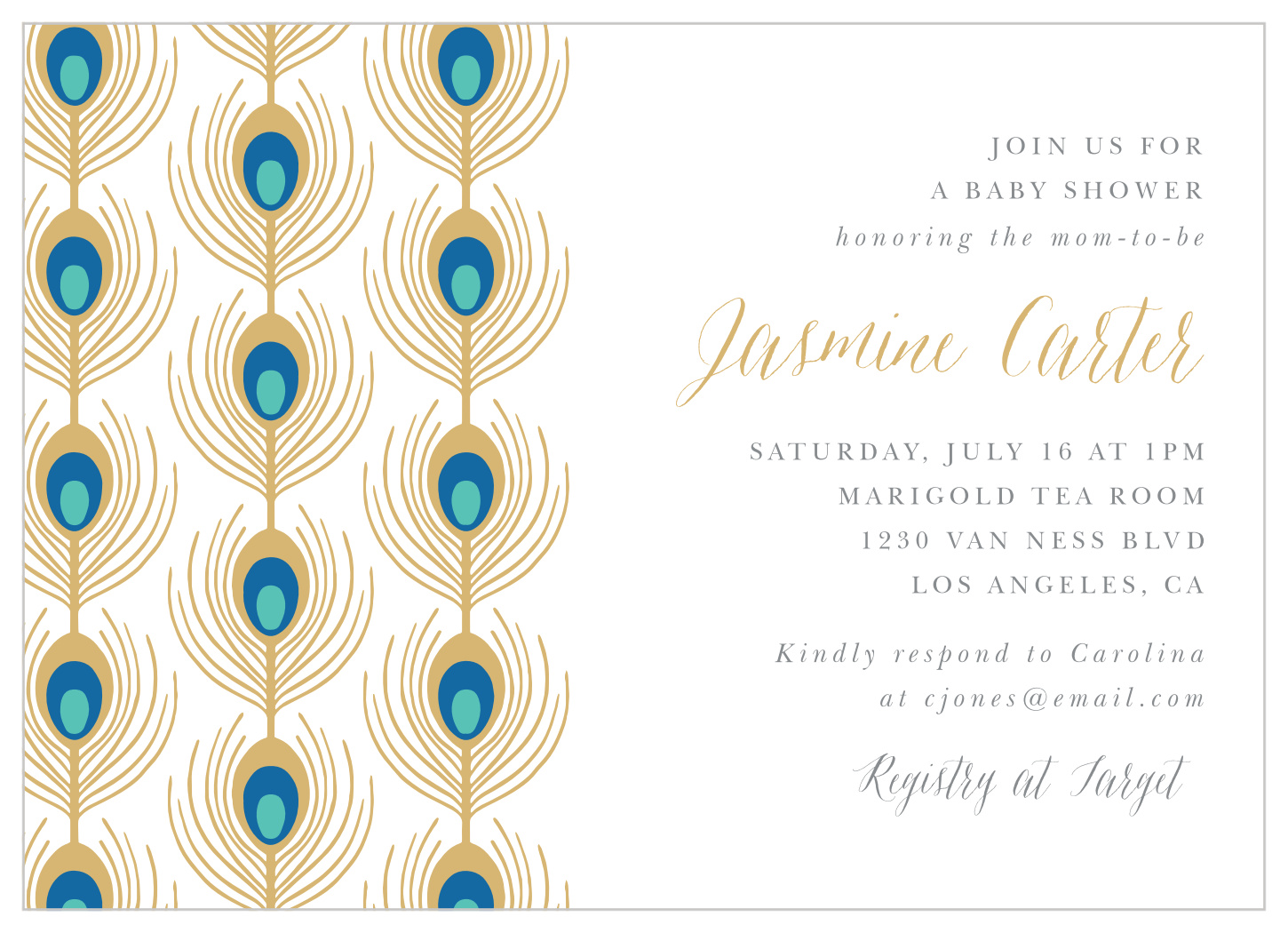 Pregnant Peacock Baby Shower Invitations
