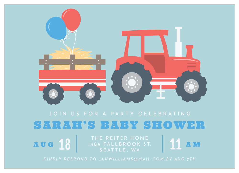 Little Tractor Baby Shower Invitations