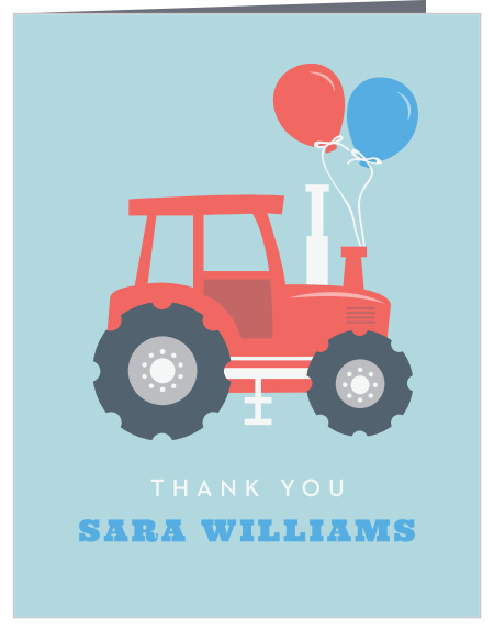 Show your appreciation for the support of your friends and Tractor with our Little Tractor Baby Shower Thank You Cards.