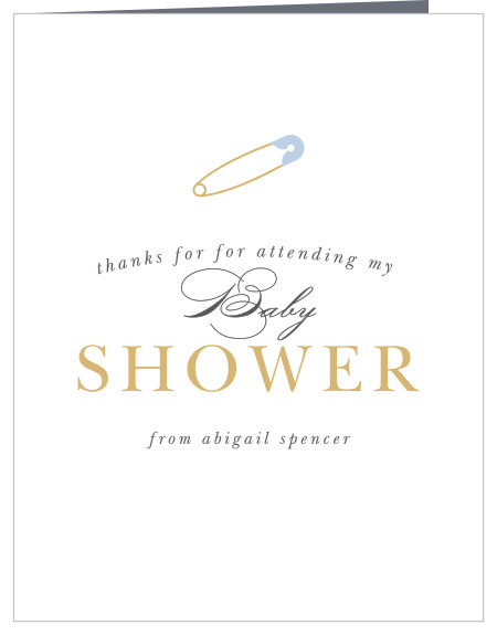 Thank your friends and family for attending with our Diaper Pin Baby Shower Thank You Cards.