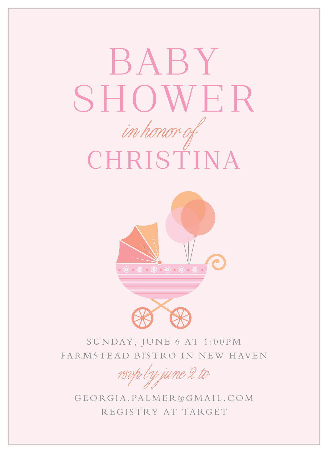 Strolling Buggy Baby Shower Invitations