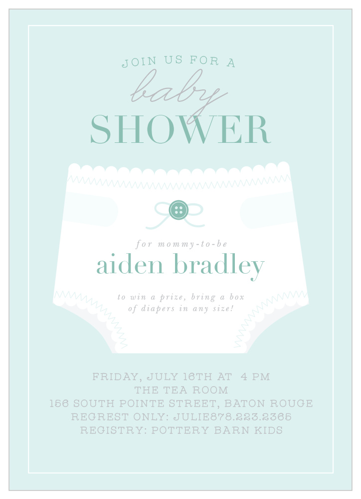 Boy's Diaper Shower Baby Shower Invitations