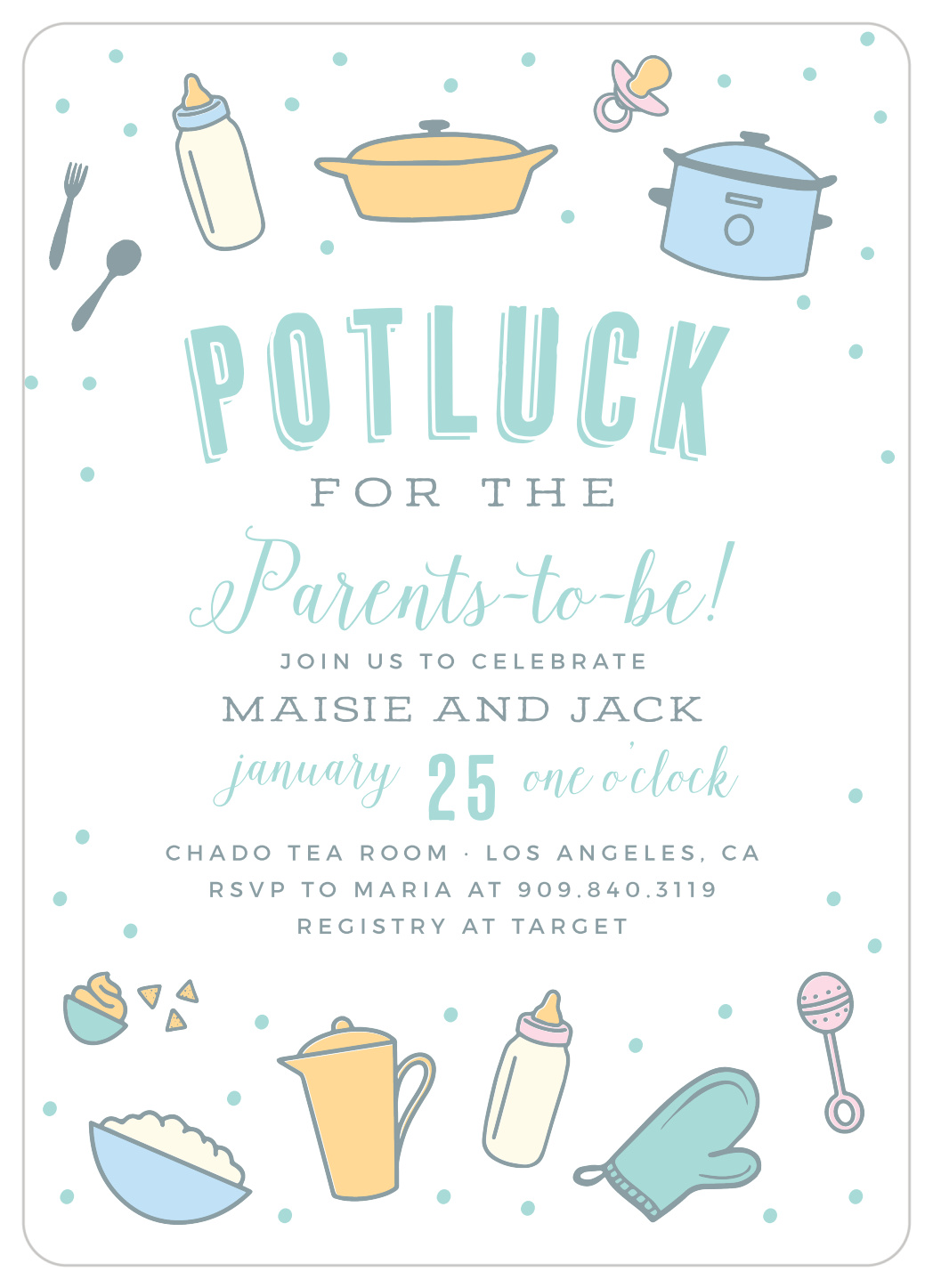 Potluck Brunch Baby Shower Invitations