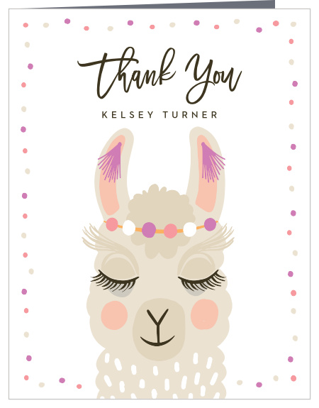 Show your appreciation to your friends and family with our Decorated Llama Baby Shower Thank You Cards.