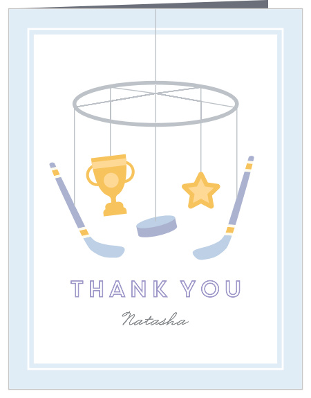 Tell your guests everything that's on your mind and in your heart with the classic style of our Hockey Mobile Baby Shower Thank You Cards.