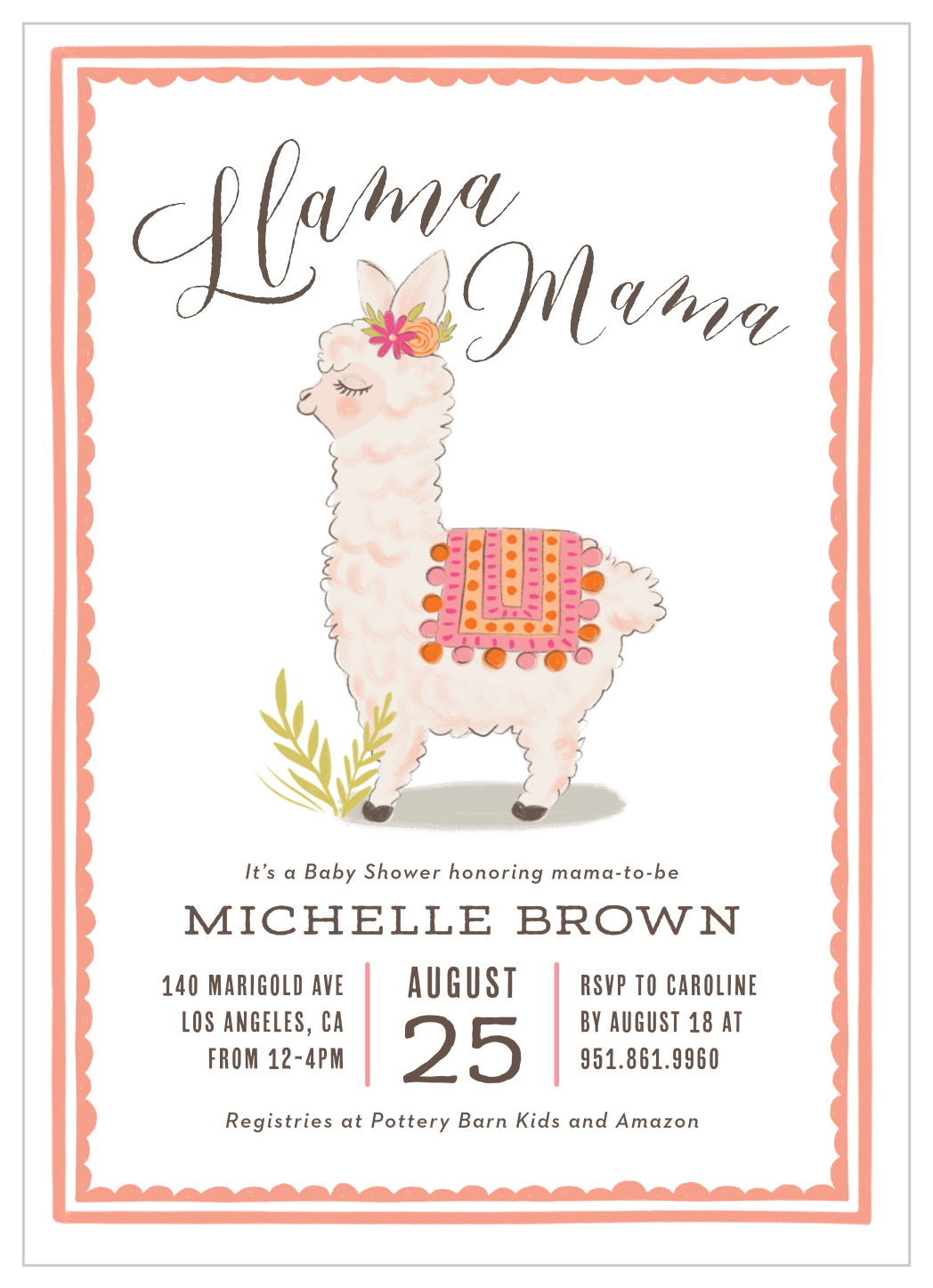 Lovely Llama Baby Shower Invitations