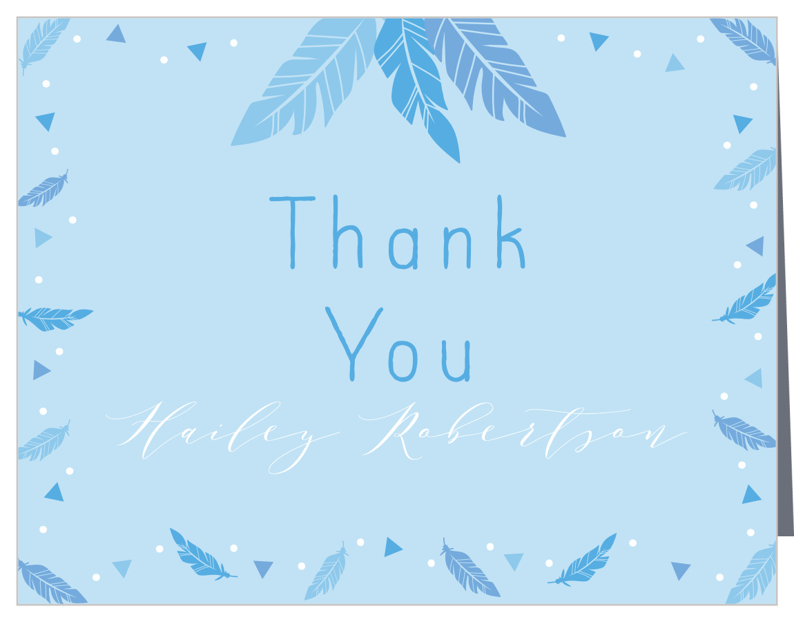 Flourishing Feather Boy Baby Shower Thank You Cards