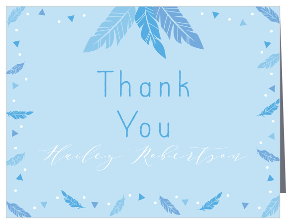 Express your appreciation for family and friends for joining the celebration with our Flourishing Feather Boy Baby Shower Thank You Cards. 