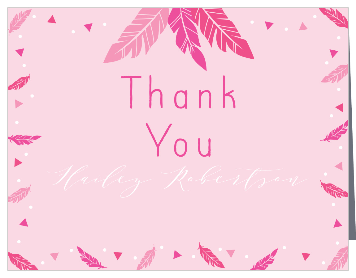 Flourishing Feather Girl Baby Shower Thank You Cards