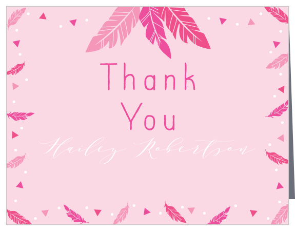 Express your appreciation for family and friends for joining the celebration with our Flourishing Feather Girl Baby Shower Thank You Cards.